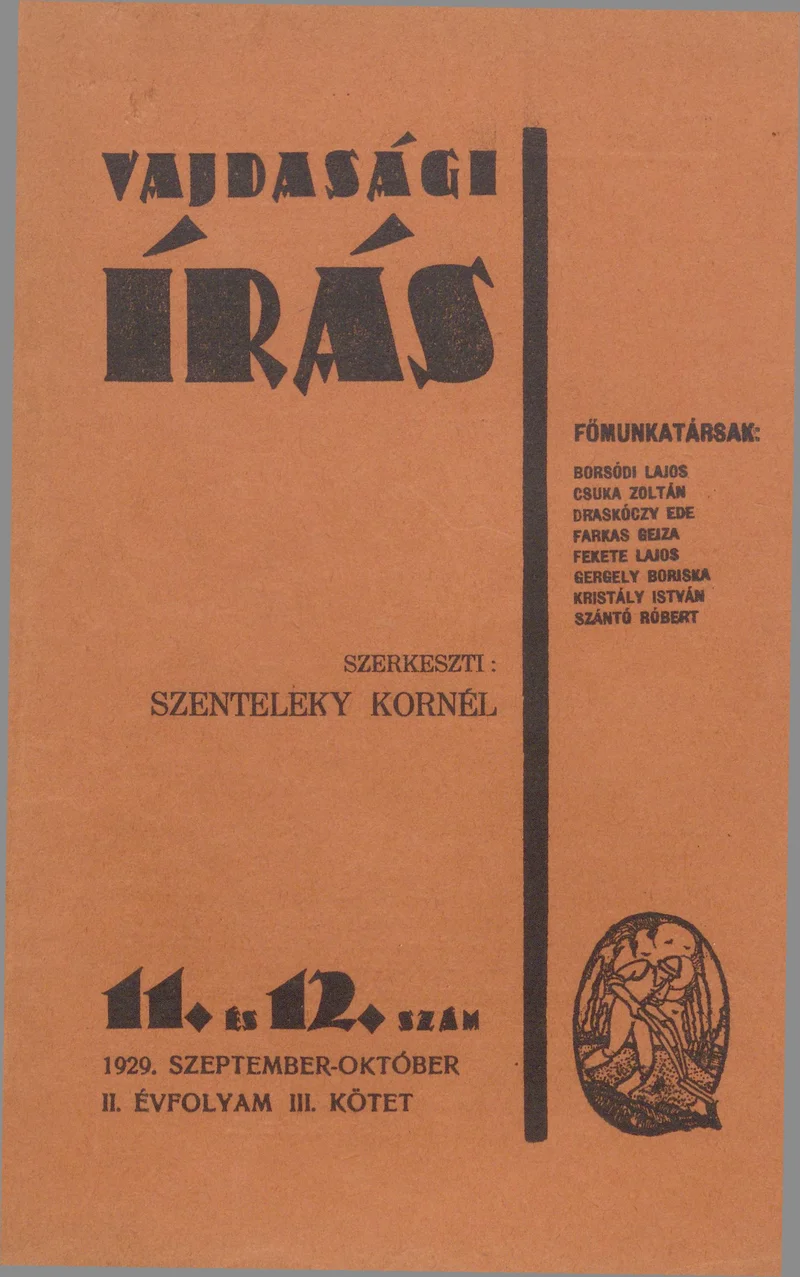 Vajdasági Írás, 2. évf. 1929. szeptember – október. 11–12. sz. 162–240. oldal