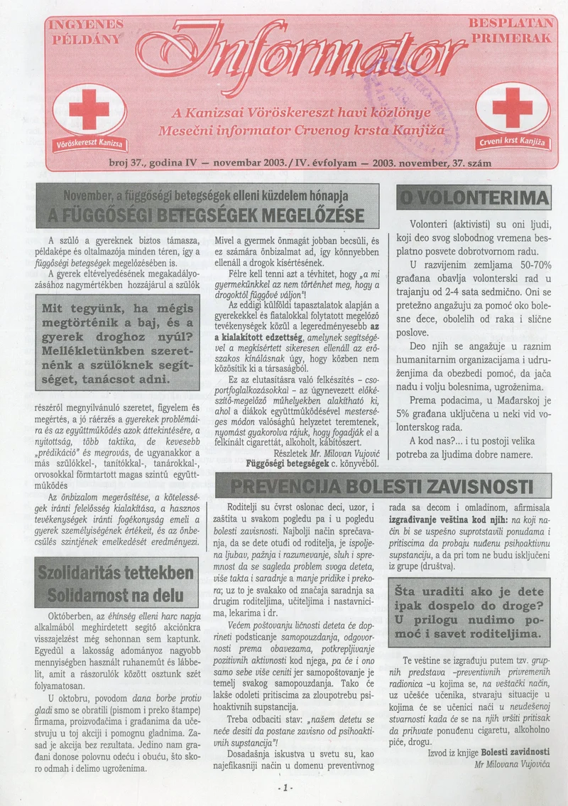 Informator, 4. évf. 2003. november 1. 37. sz.