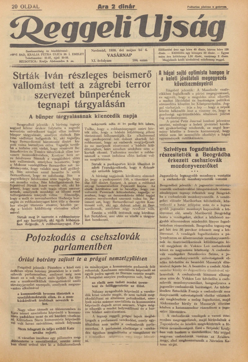 Reggeli Újság, 11. évf. 1930. május 4. 104. sz.