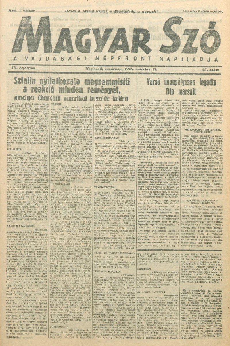 Magyar Szó, 3. évf. 1946. március 17. 65. sz. 1–6. oldal