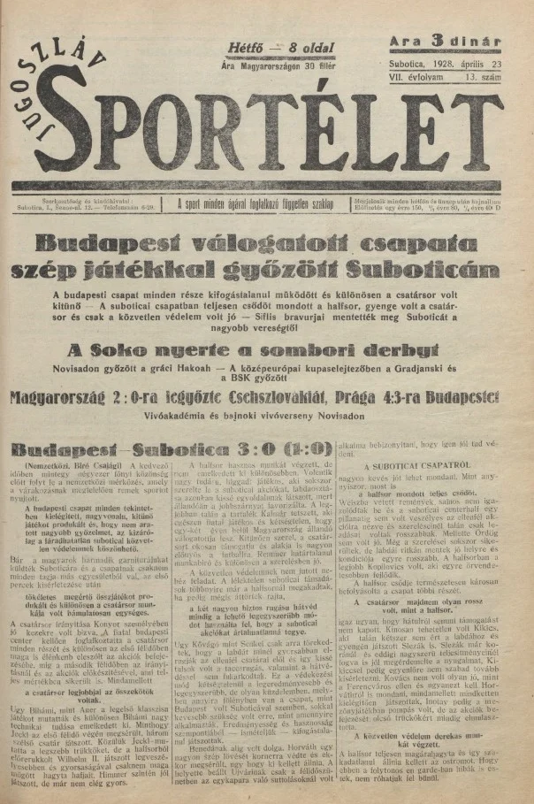 Jugoszláv sportélet, 7. évf. 1928. április 23. 13. sz.