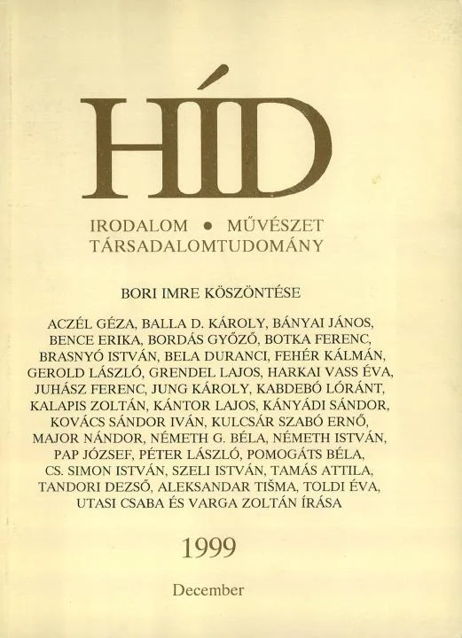 Híd, 63. évf. 1999. december. 12. sz. 841–1036. oldal