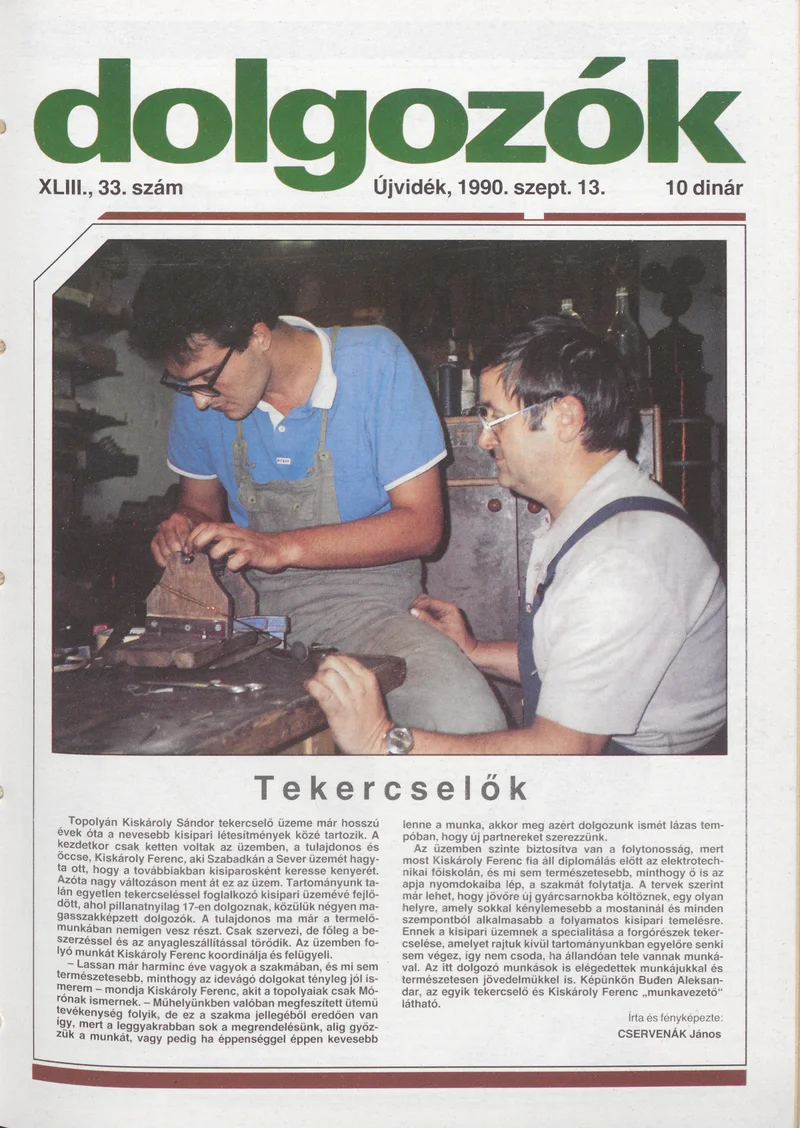 Dolgozók, 44. évf. 1990. szeptember 13. 33. sz.