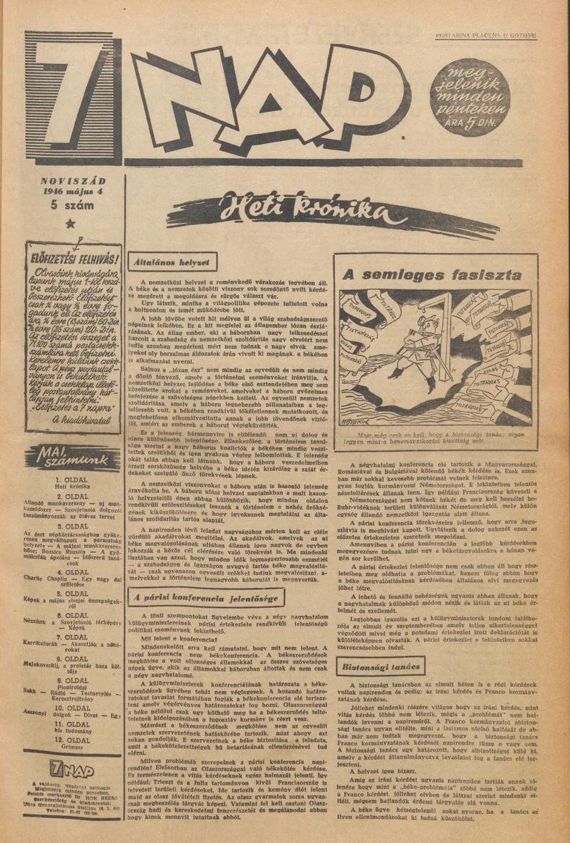 7 Nap, 1. évf. 1946. május 4. 5. sz. 1–12. oldal