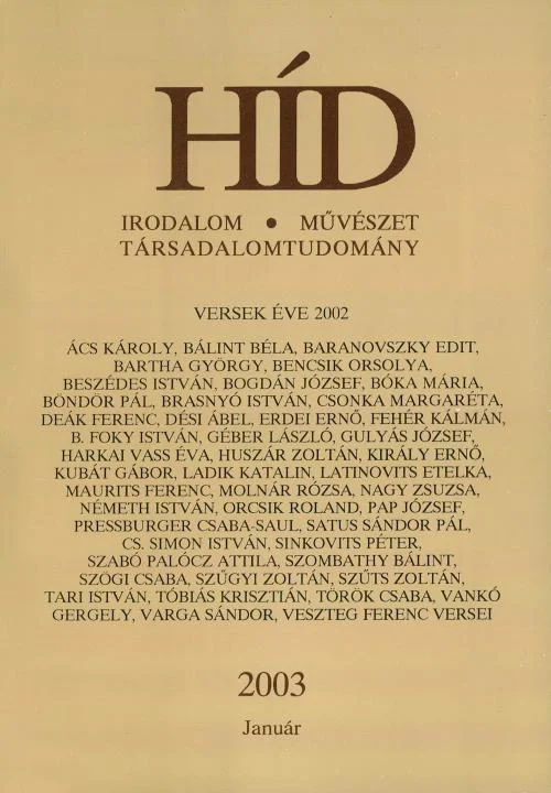 Híd, 67. évf. 2003. január. 1. sz. 1–140. oldal