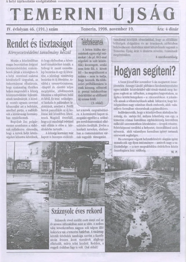 Temerini Újság, 4. évf. 1998. november 19. 46. sz.