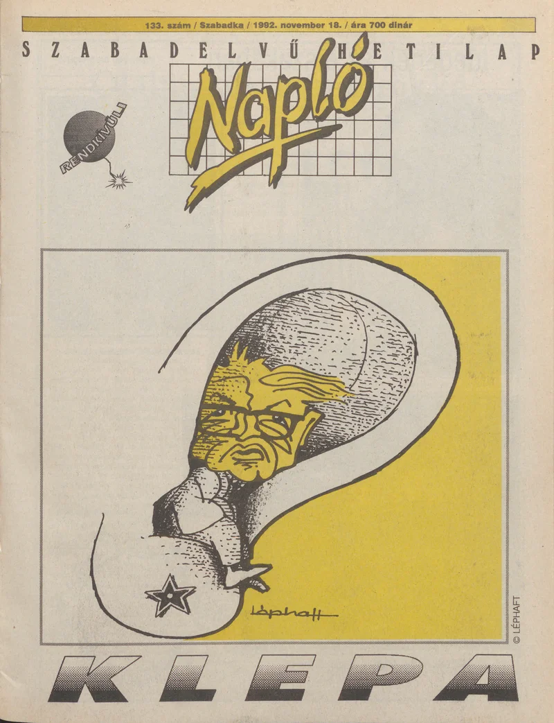 Napló - Szabadelvű hetilap, 3. évf. 1992. november 18. 133. sz.