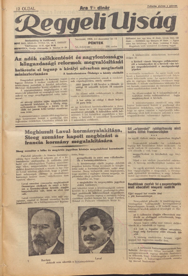 Reggeli Újság, 11. évf. 1930. december 12. 290. sz.