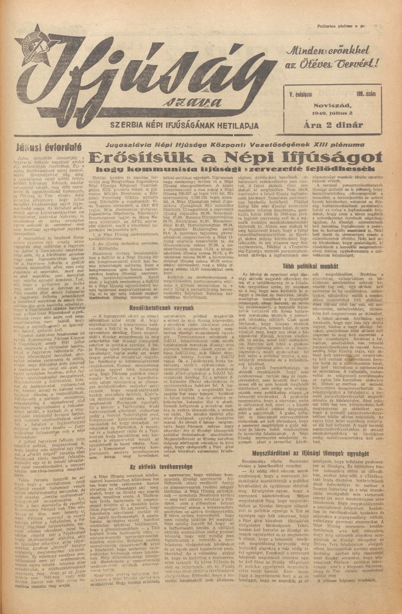 Ifjúság Szava, 5. évf. 1949. július 2. 199. sz.
