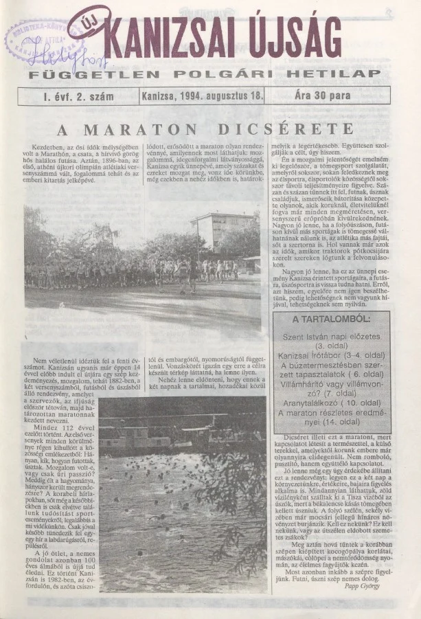 Új Kanizsai Újság, 1. évf. 1994. augusztus 18. 2. sz.