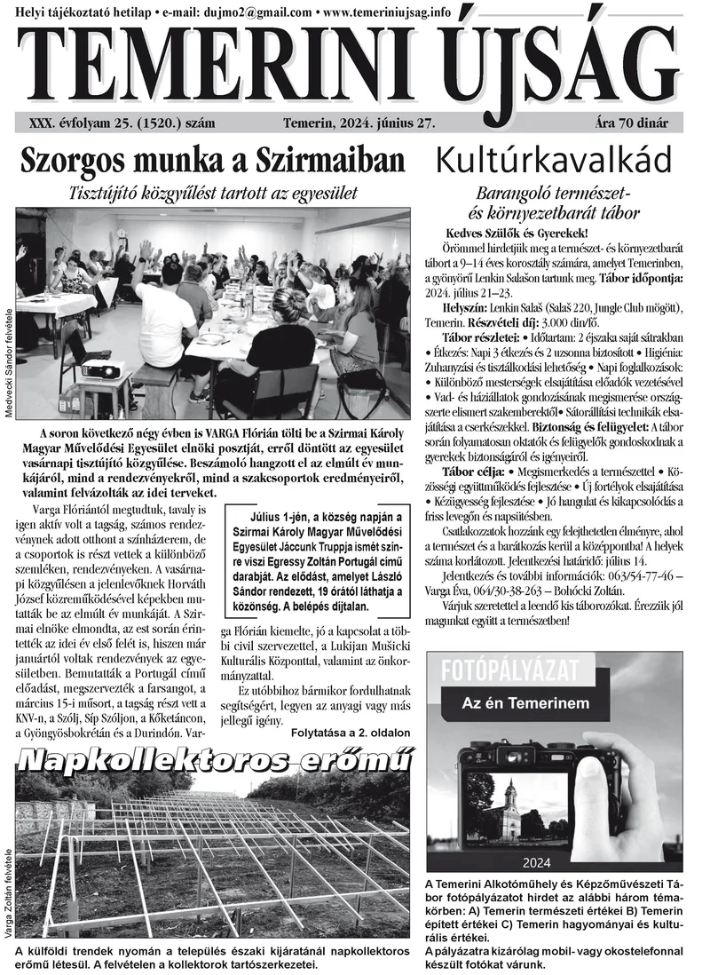 Temerini Újság, 30. évf. 2024. június 27. 25. sz.