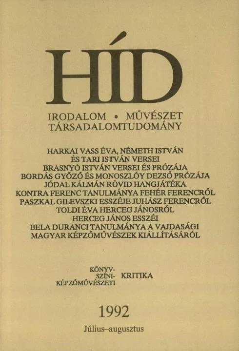 Híd, 56. évf. 1992. július – augusztus. 7–8. sz. 525–636. oldal
