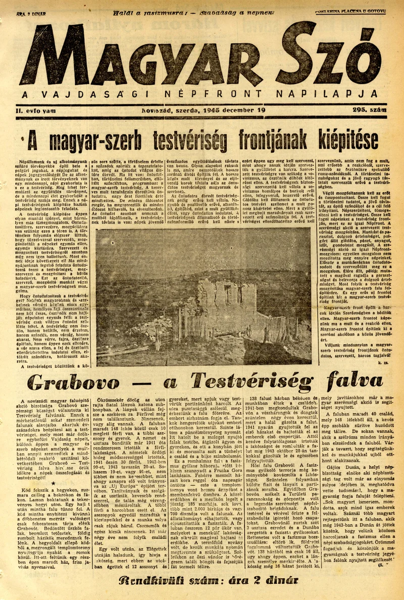 Magyar Szó, 2. évf. 1945. december 19. 295. sz. 1–4. oldal