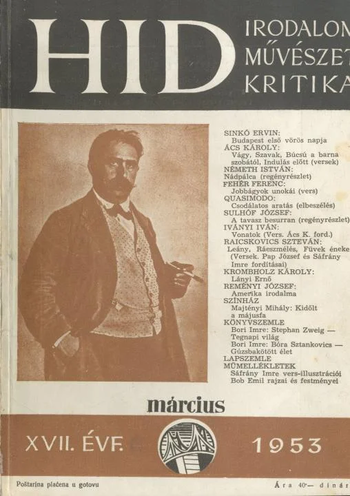Híd, 17. évf. 1953. március. 3. sz. 153–232. oldal