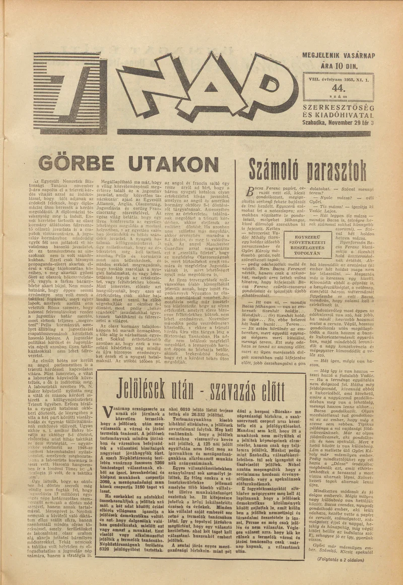 7 Nap, 8. évf. 1953. november 1. 44. sz. 1–16. oldal