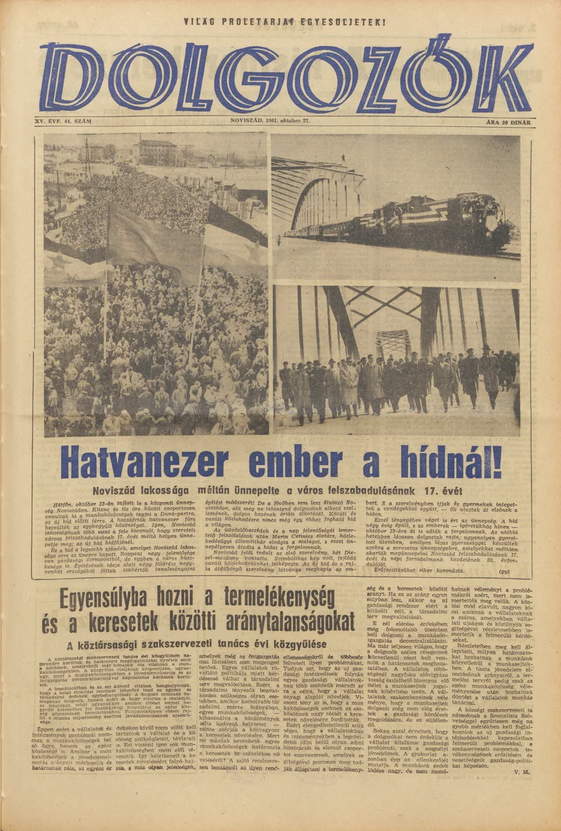 Dolgozók, 15. évf. 1961. október 27. 44. sz.
