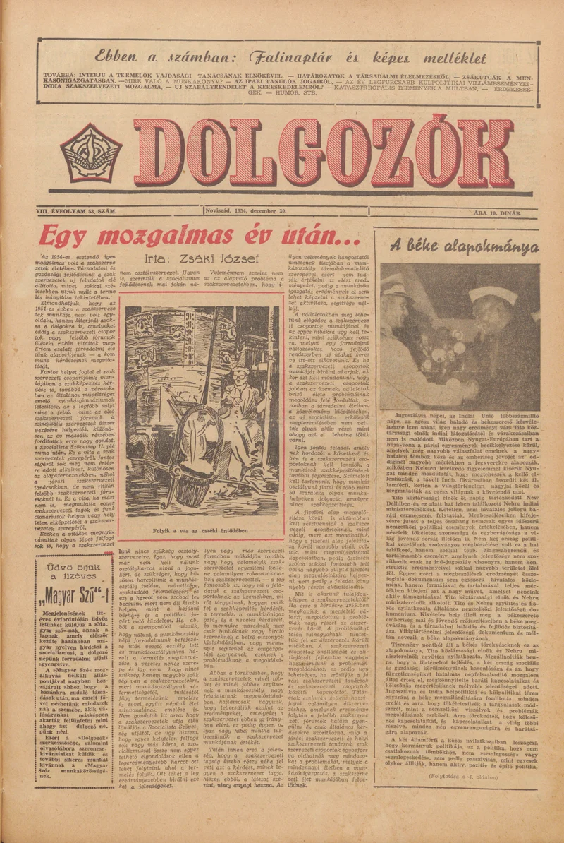 Dolgozók, 8. évf. 1954. december 30. 53. sz.