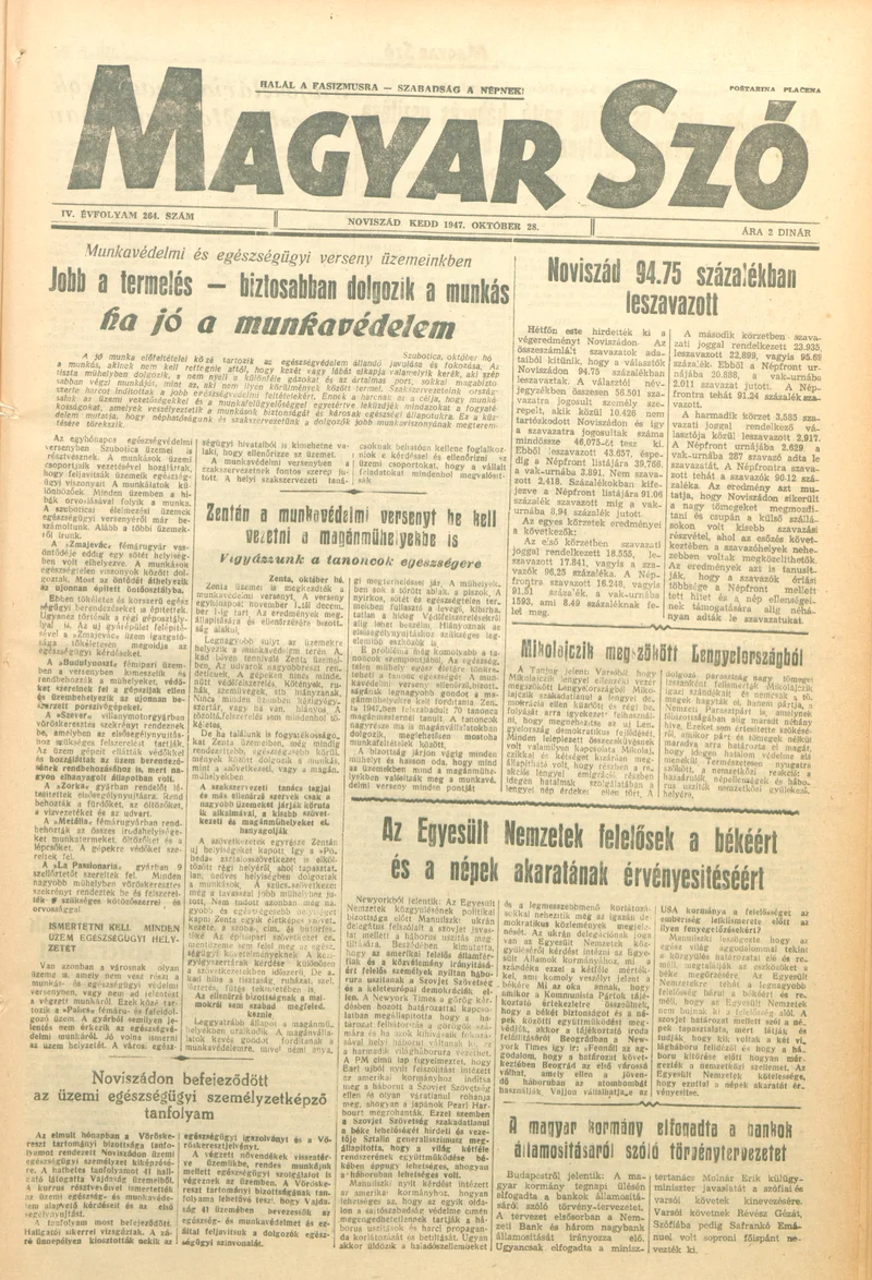 Magyar Szó, 4. évf. 1947. október 28. 264. sz. 1–6. oldal