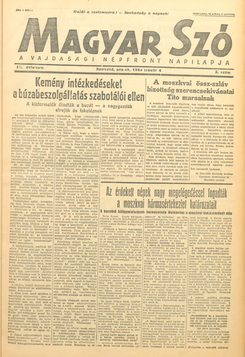 Magyar Szó, 3. évf. 1946. január 4. 3. sz. 1–4. oldal