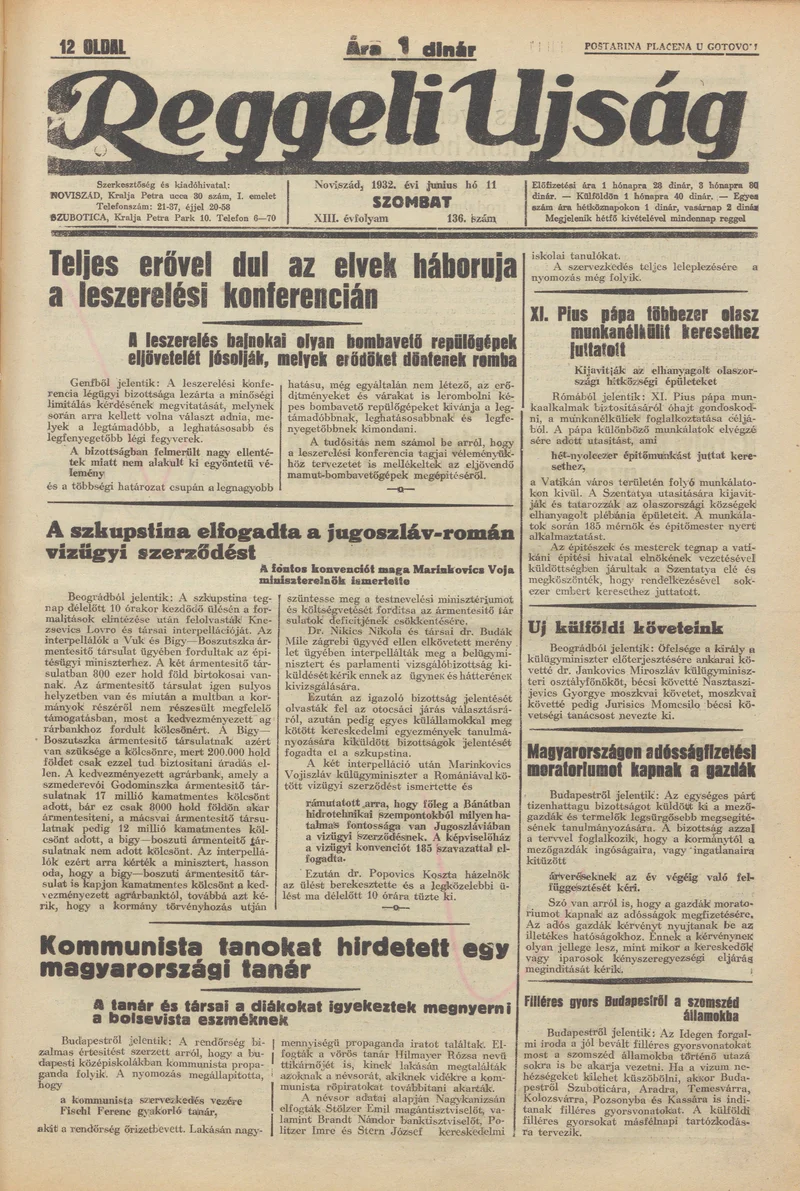 Reggeli Újság, 13. évf. 1932. június 11. 136. sz.