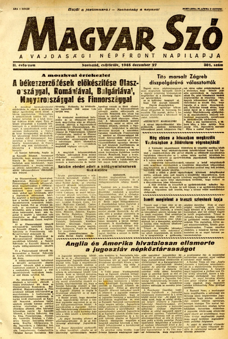 Magyar Szó, 2. évf. 1945. december 27. 301. sz. 1–4. oldal