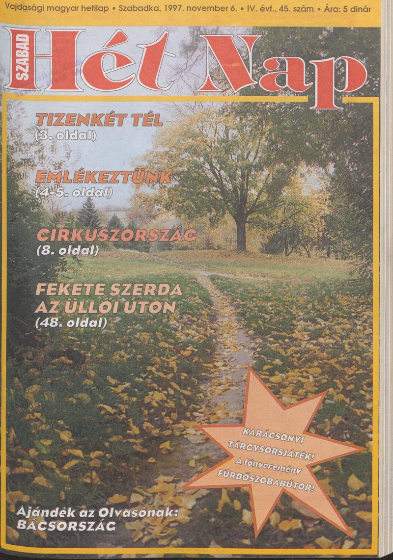 Szabad Hét Nap, 4. évf. 1997. november 6. 45. sz.
