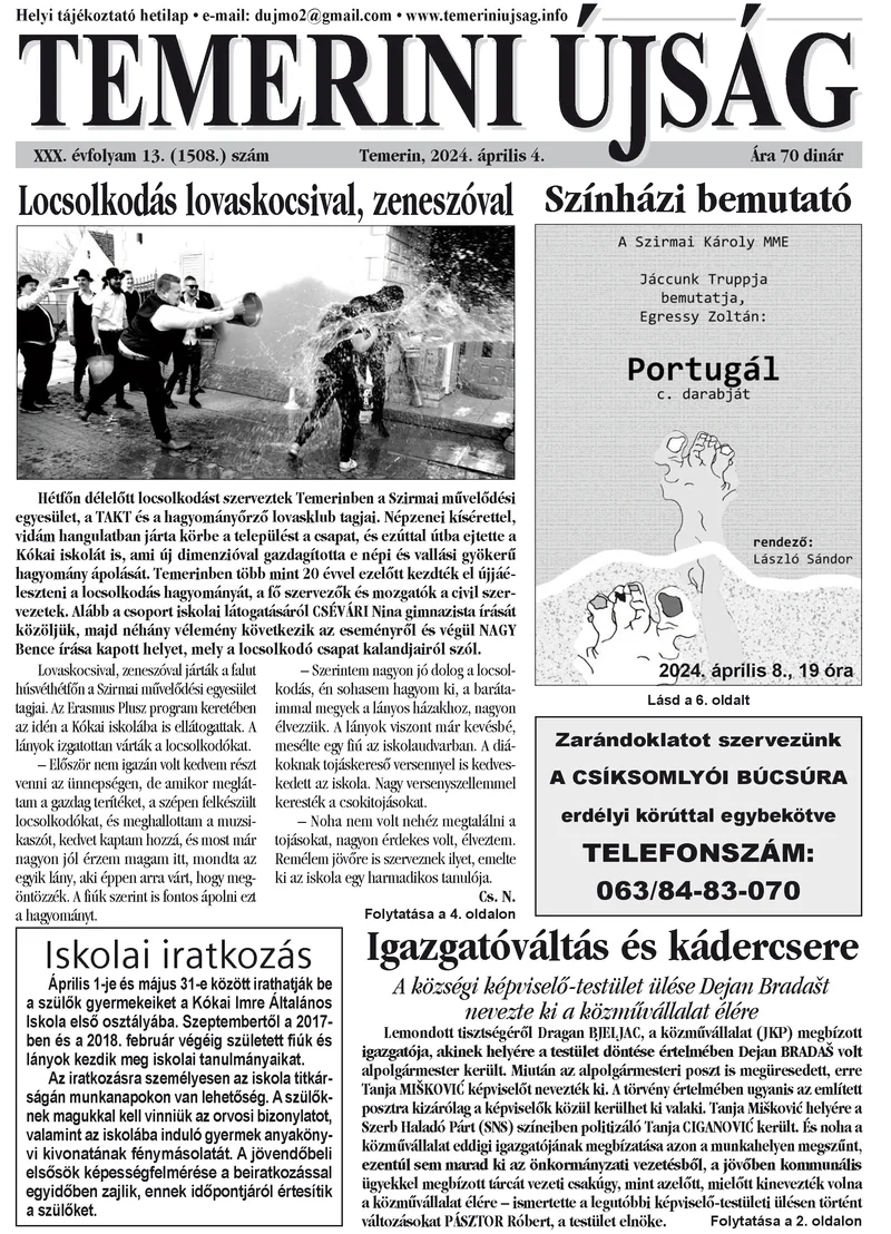 Temerini Újság, 30. évf. 2024. április 4. 13. sz.