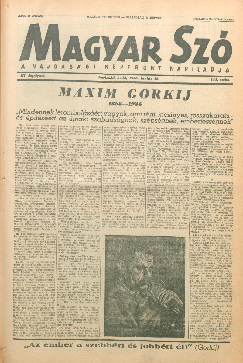 Magyar Szó, 3. évf. 1946. június 18. 144. sz. 1–10. oldal