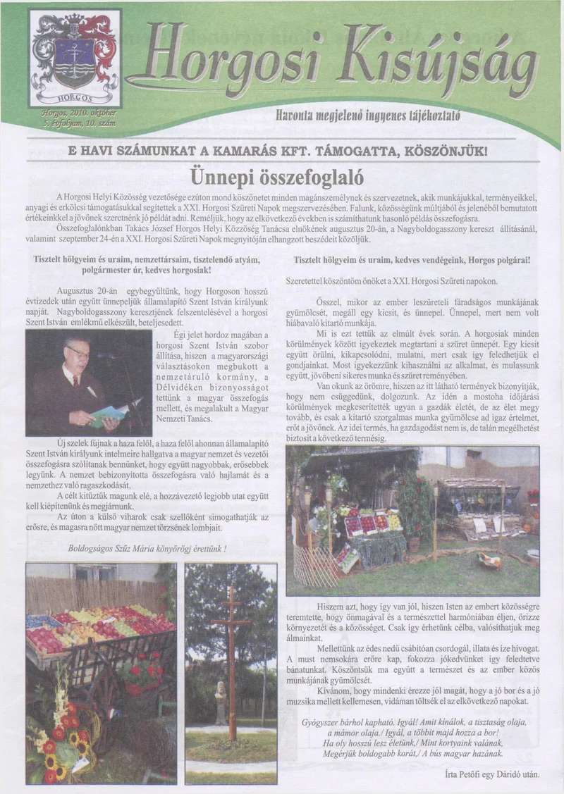 Horgosi Kisújság, 5. évf. 2010. október. 10. sz.