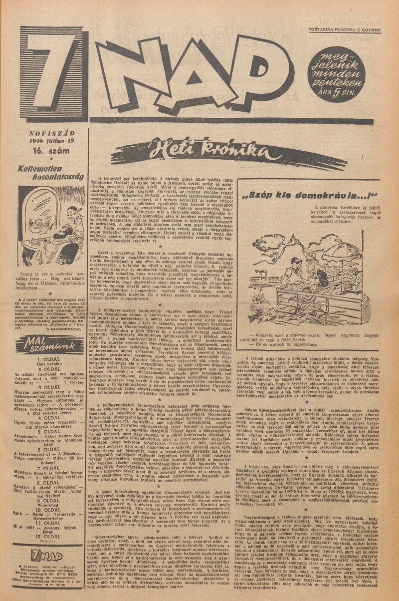 7 Nap, 1. évf. 1946. július 19. 16. sz. 1–12. oldal
