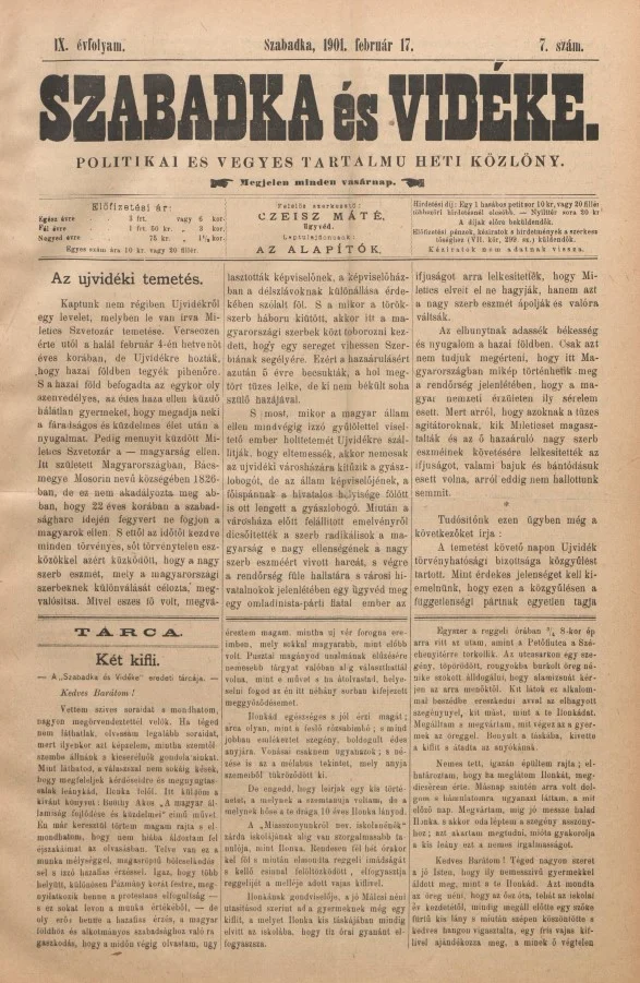 Szabadka és vidéke II, 9. évf. 1901. február 17. 7. sz.