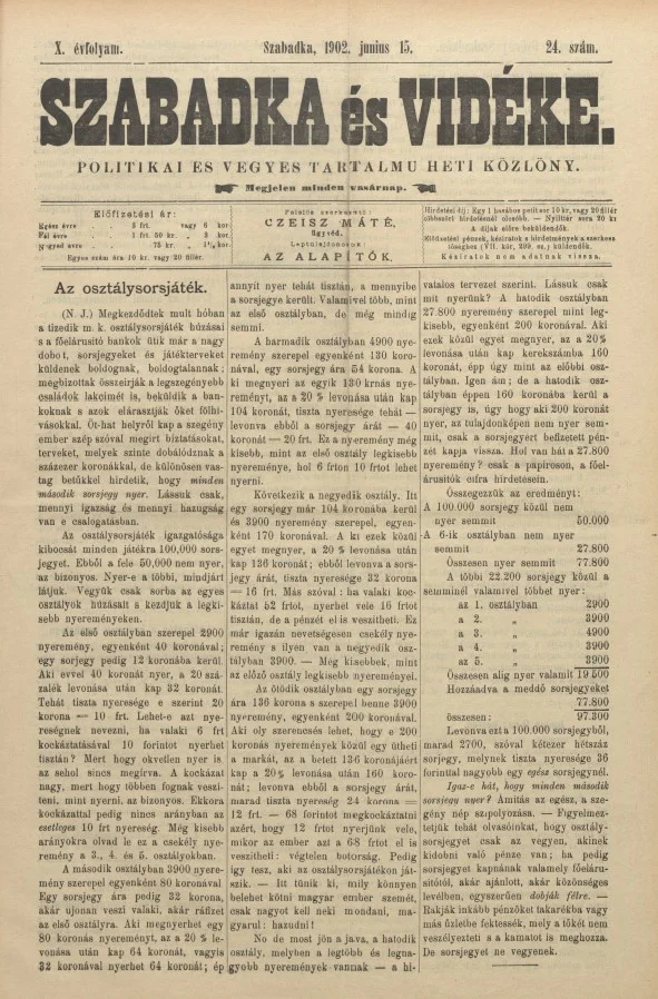 Szabadka és vidéke II, 10. évf. 1902. június 15. 24. sz.