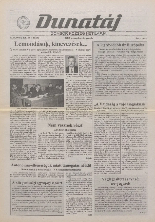 Dunatáj, 4. évf. 2002. december 4. 191. sz.