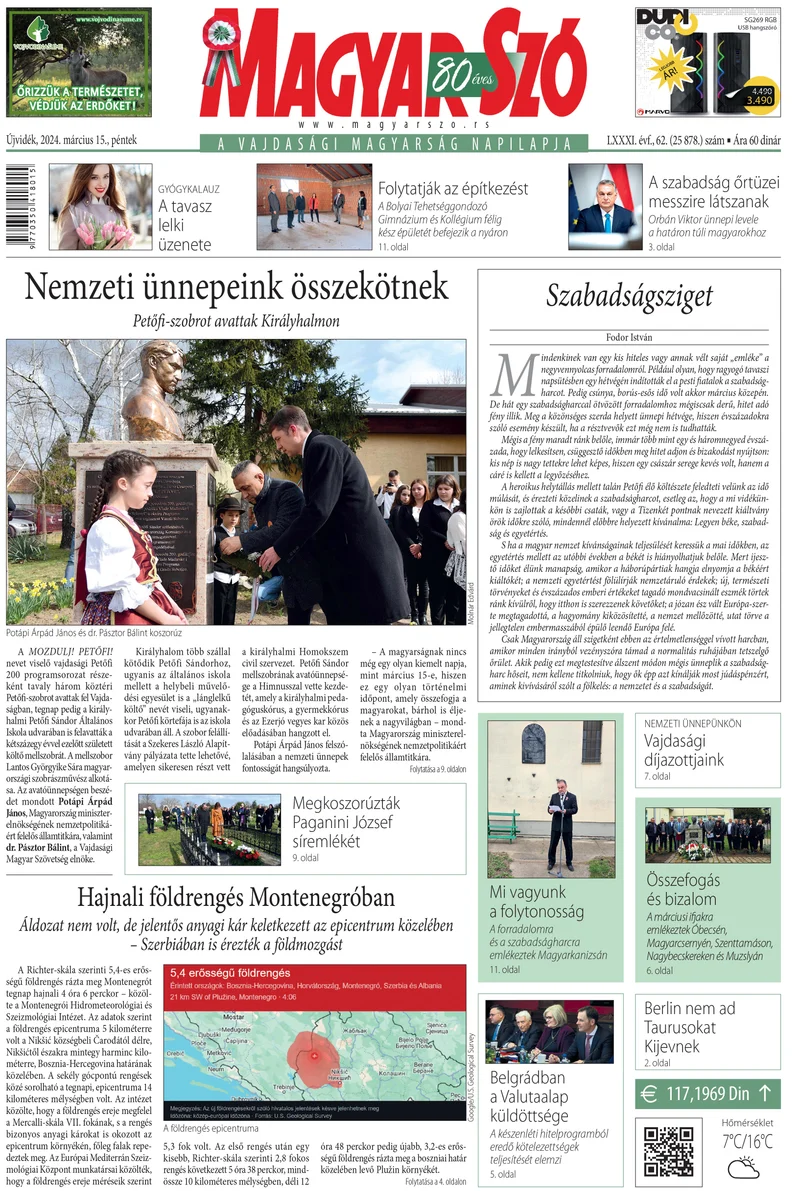 Magyar Szó, 81. évf. 2024. március 15. 62. sz. 1–16. oldal