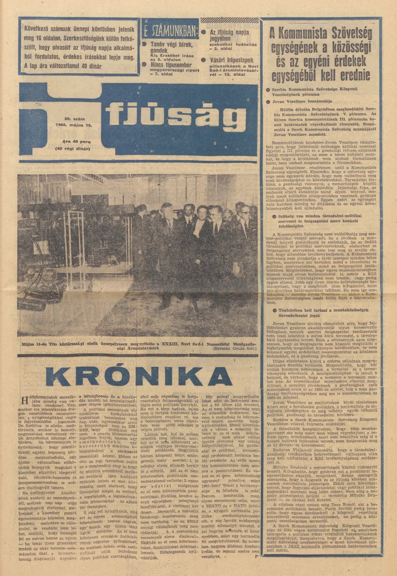 Ifjúság, 22. évf. 1966. május 19. 20. sz.