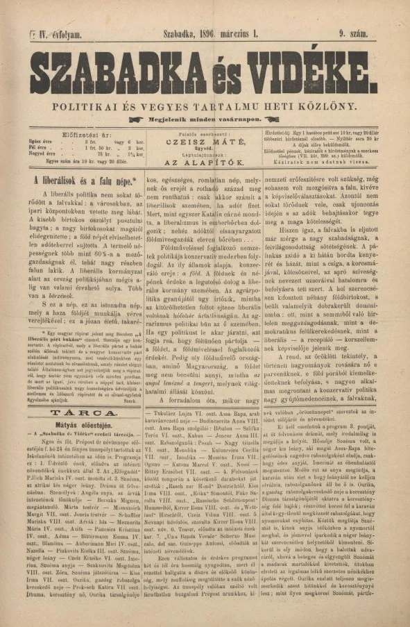 Szabadka és vidéke II, 4. évf. 1896. március 1. 9. sz.