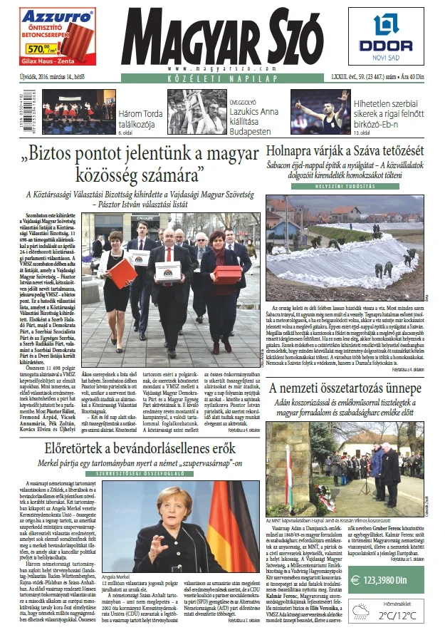 Magyar Szó, 73. évf. 2016. március 14. 59. sz. 1–20. oldal
