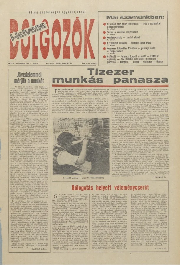 Dolgozók, 36. évf. 1982. január 7. 1. sz.
