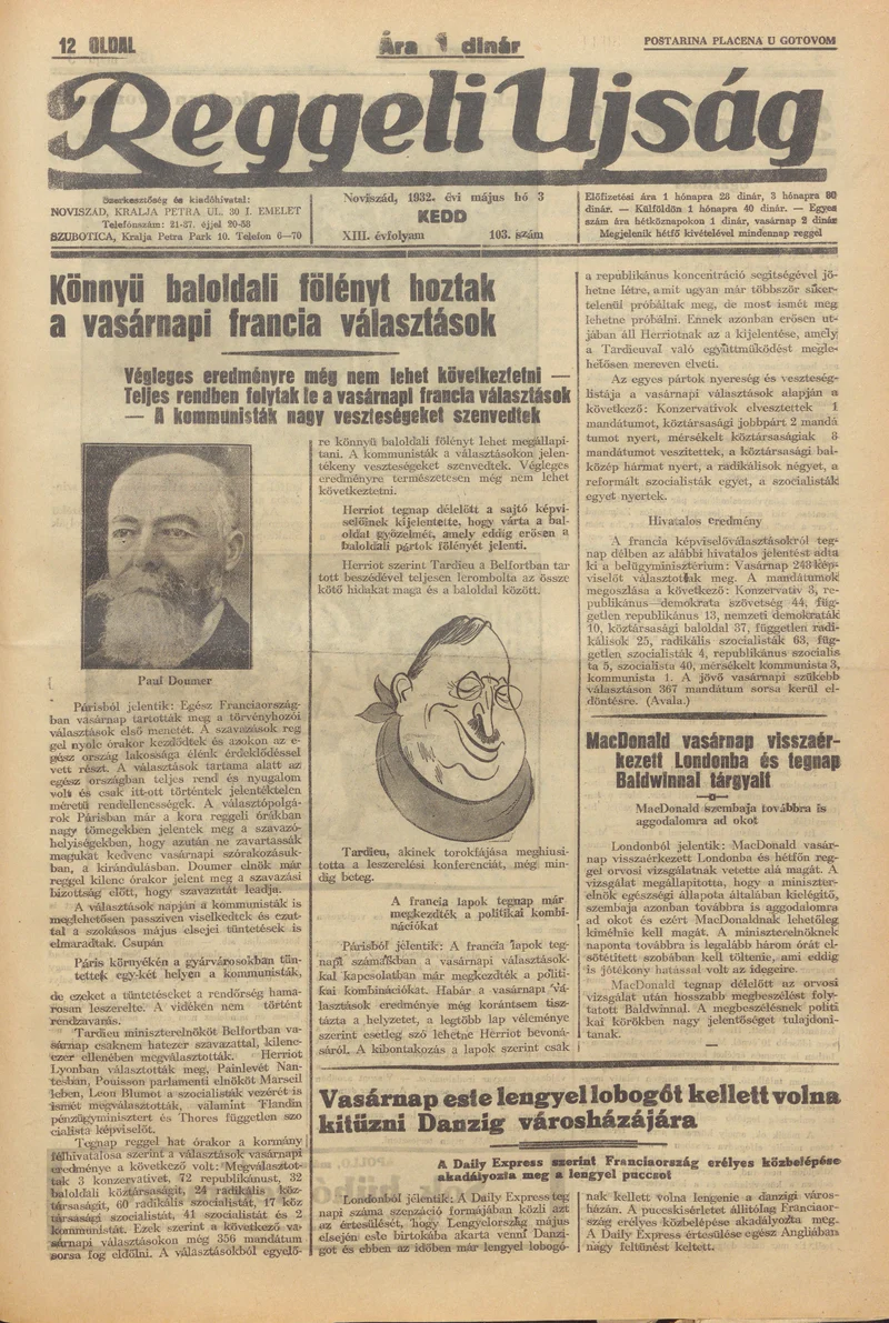 Reggeli Újság, 13. évf. 1932. május 3. 103. sz.