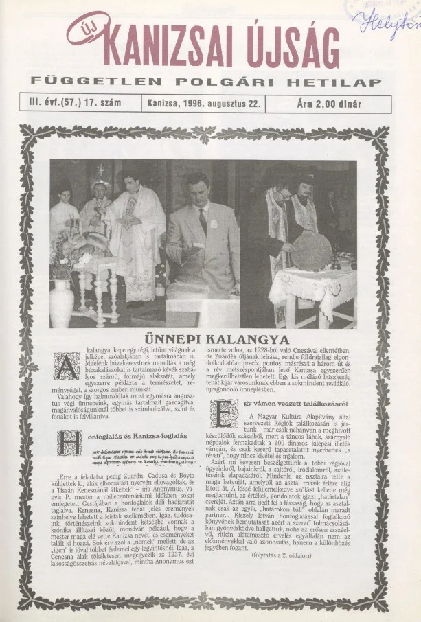 Új Kanizsai Újság, 3. évf. 1996. augusztus 22. 17. sz.