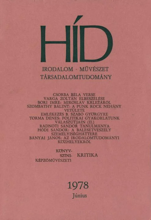 Híd, 42. évf. 1978. június. 6. sz. 689–828. oldal