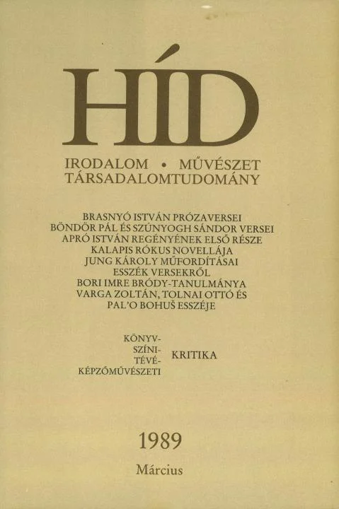 Híd, 53. évf. 1989. március. 3. sz. 267–398. oldal
