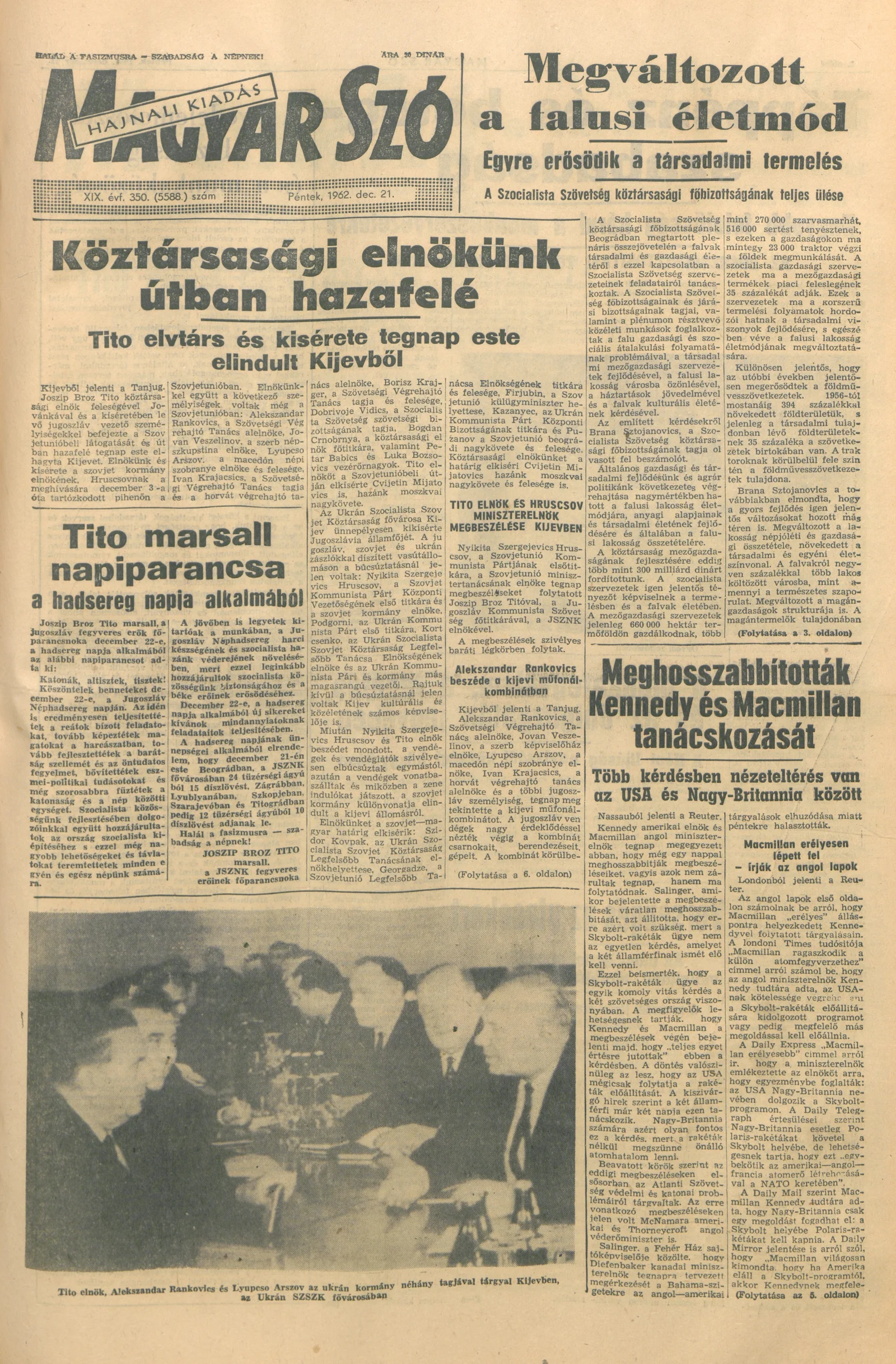 Magyar Szó, 19. évf. 1962. december 21. 350. sz.