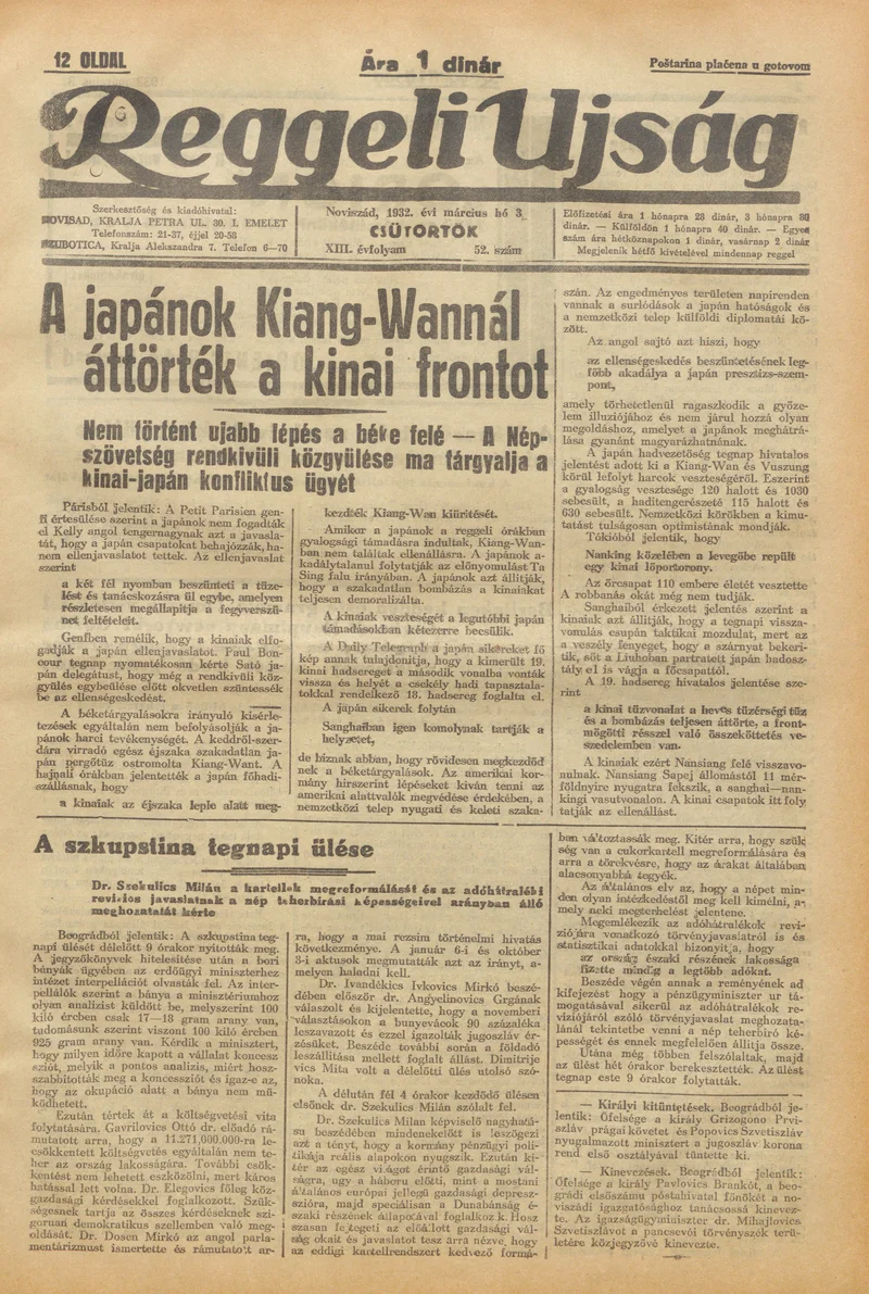 Reggeli Újság, 13. évf. 1932. március 3. 52. sz.