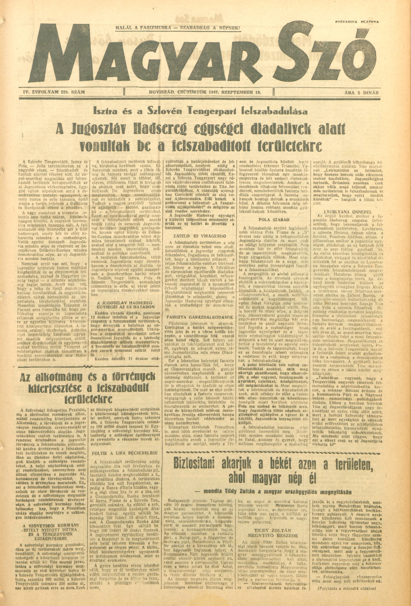 Magyar Szó, 4. évf. 1947. szeptember 18. 229. sz. 1–8. oldal