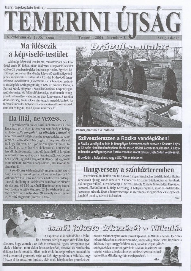 Temerini Újság, 10. évf. 2004. december 2. 49. sz.