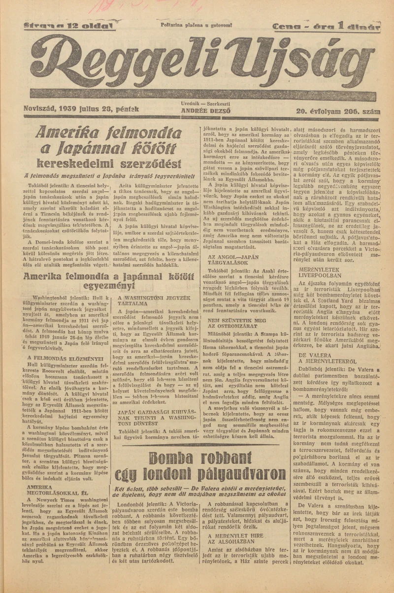 Reggeli Újság, 20. évf. 1939. július 28. 206. sz.
