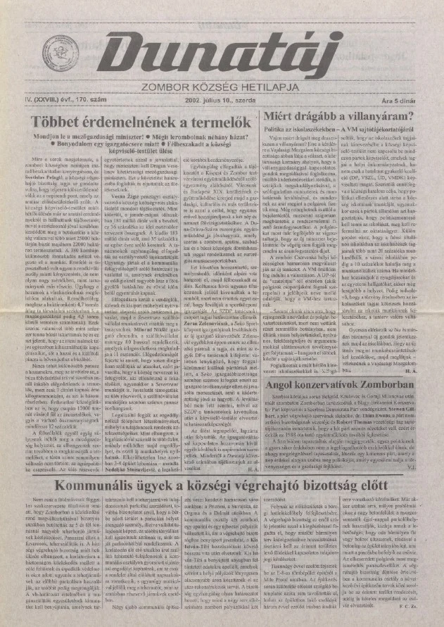 Dunatáj, 4. évf. 2002. július 10. 170. sz.