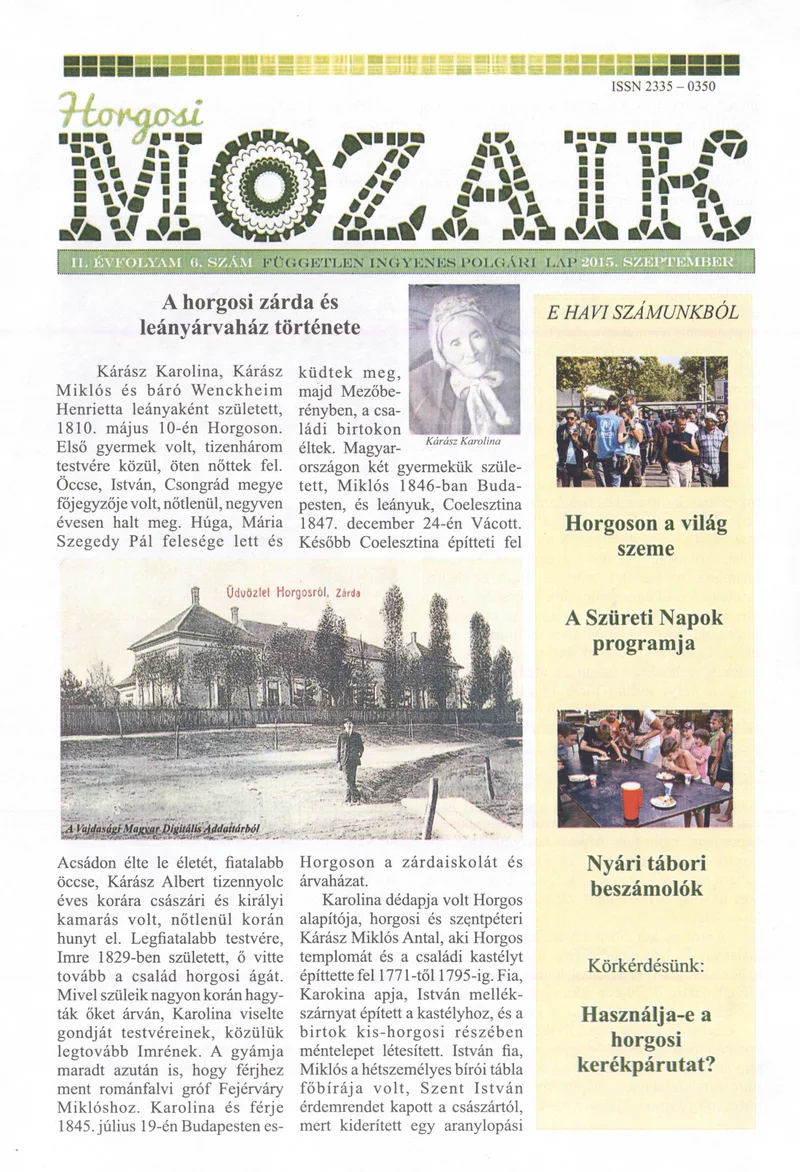 Horgosi Mozaik, 2. évf. 2015. szeptember. 6. sz.