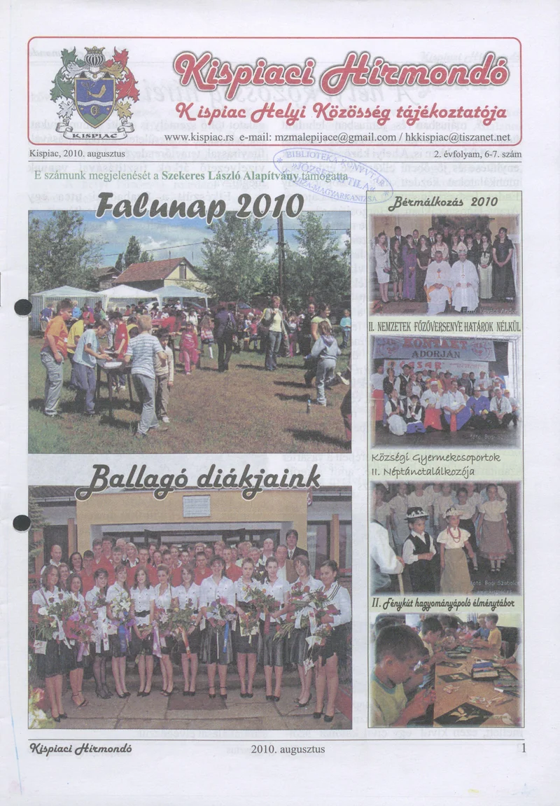 Kispiaci Hírmondó, 2. évf. 2010. augusztus. 6–7. sz.
